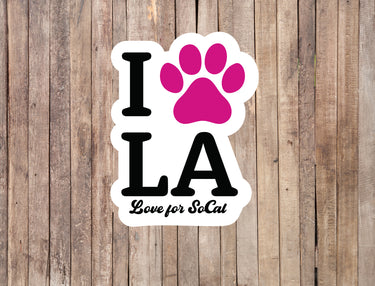 I Love LA Paw Print Fundraiser Sticker to Benefit Pasadena Humane